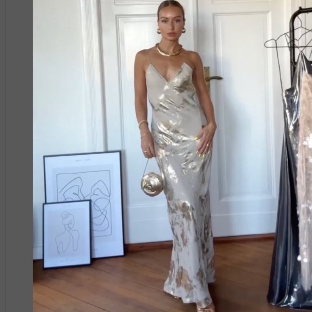 RARE METALLIC PRINT SLIP DRESS - Picture 3 of 17